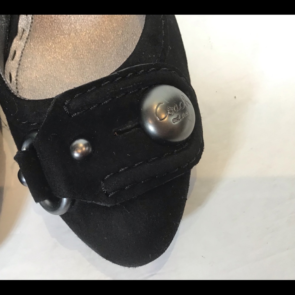COACH BLACK SUEDE LEATHER SLIP ON WEDGES SZ 9.5 - Picture 7 of 8